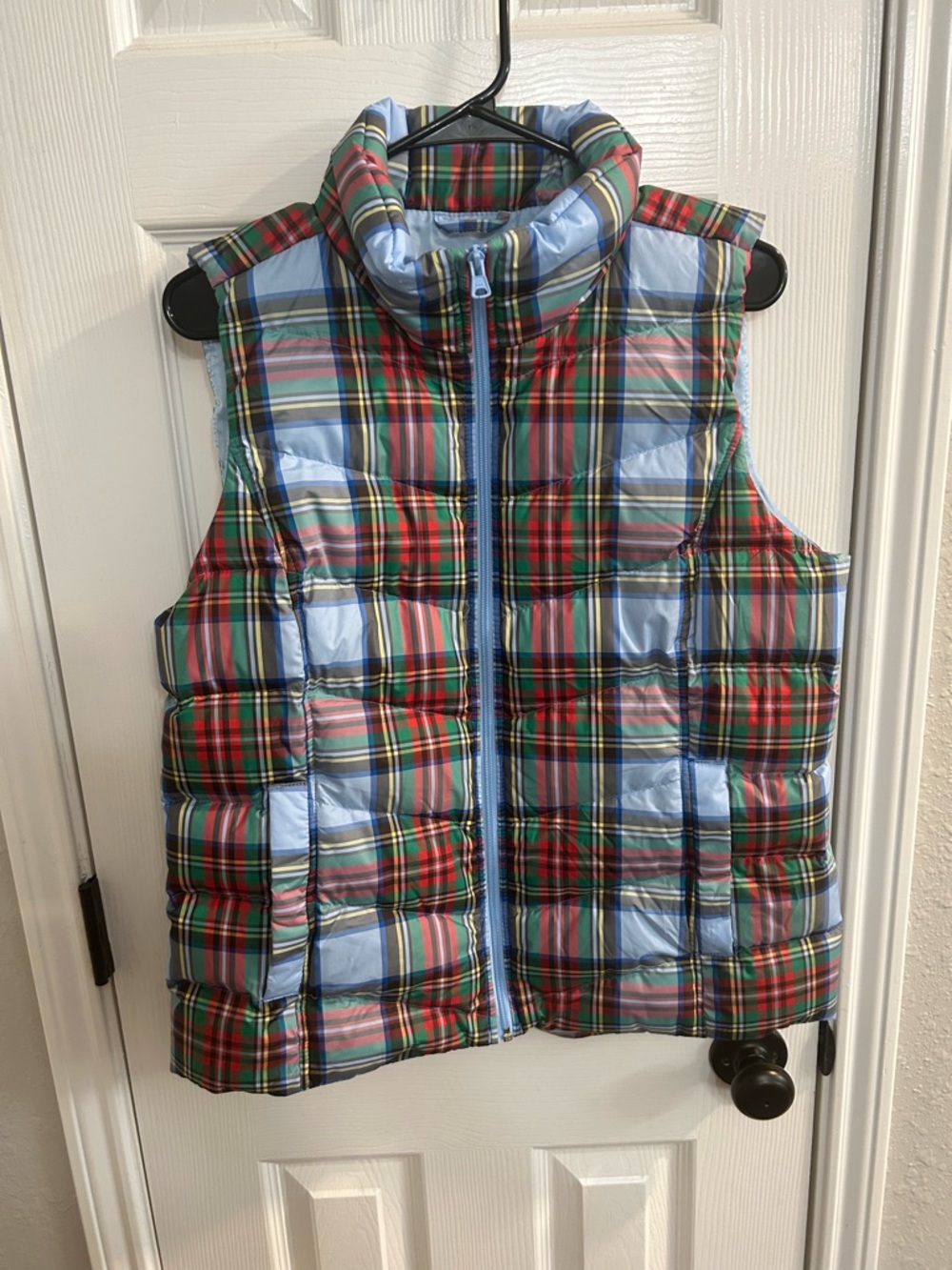 Lands End Women’s Size Medium Plaid Down Filled Puffer Vest